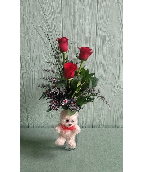 rose roses valentines day albany new york plush bear